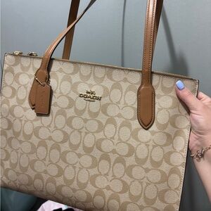 Coach Beige and Brown Signature Tote